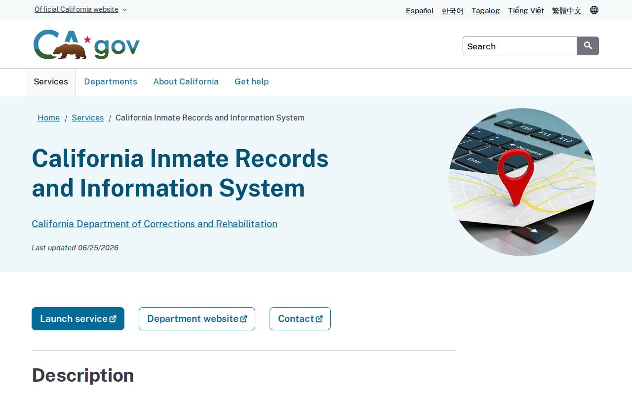 CDCR CIRIS service description for Stanislaus County released inmate searches